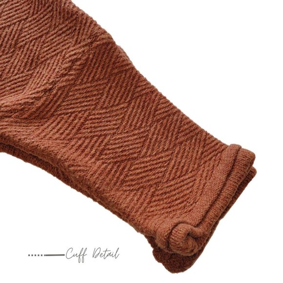 DARK ORANGE WOMEN’S OVERSIZED ¾ SLEEVE KNIT SWEATER - Picture 4 of 8